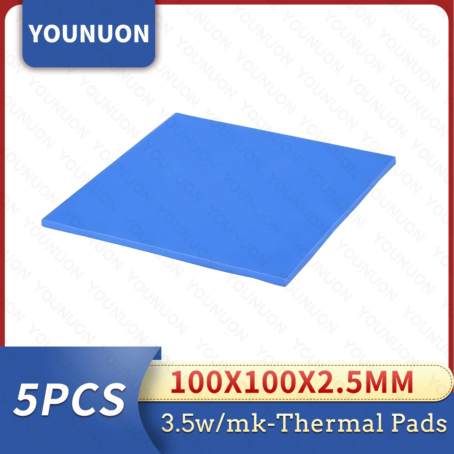 

5PCS Thermal Pad 100mm*100mm*2.5mm GPU CPU Heatsink Cooling Conductive Silicone Pad 2mm Thickness Heatsink Pad 100x2.5mm Pad