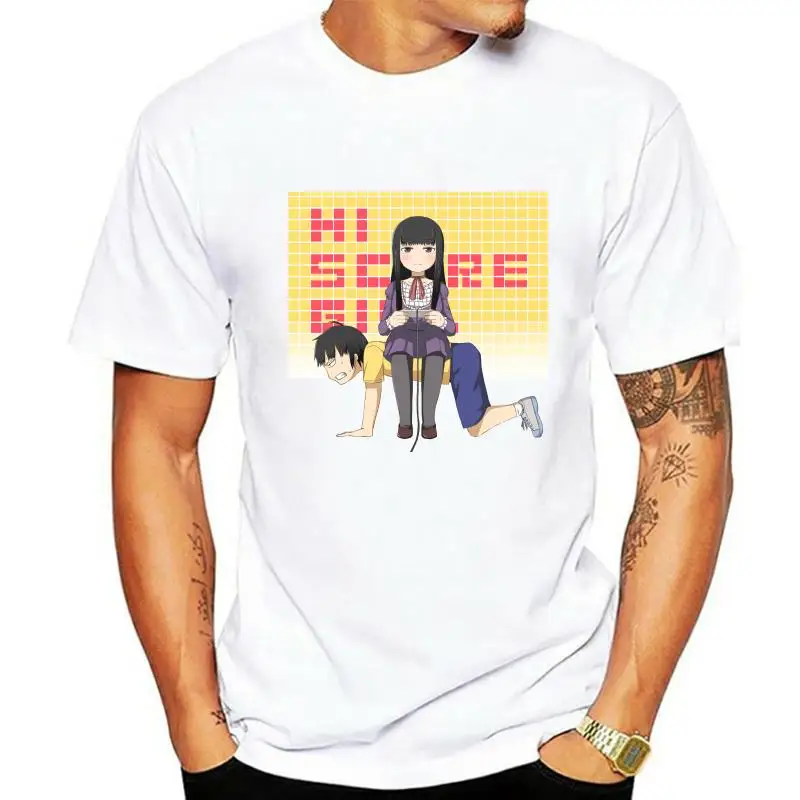 Hi Score Girl T Shirt Harajuku Mens White Color Cool Hi Score Girl Logo T-Shirt Short Sleeves Tshirt Hipster Anime T-Shirt