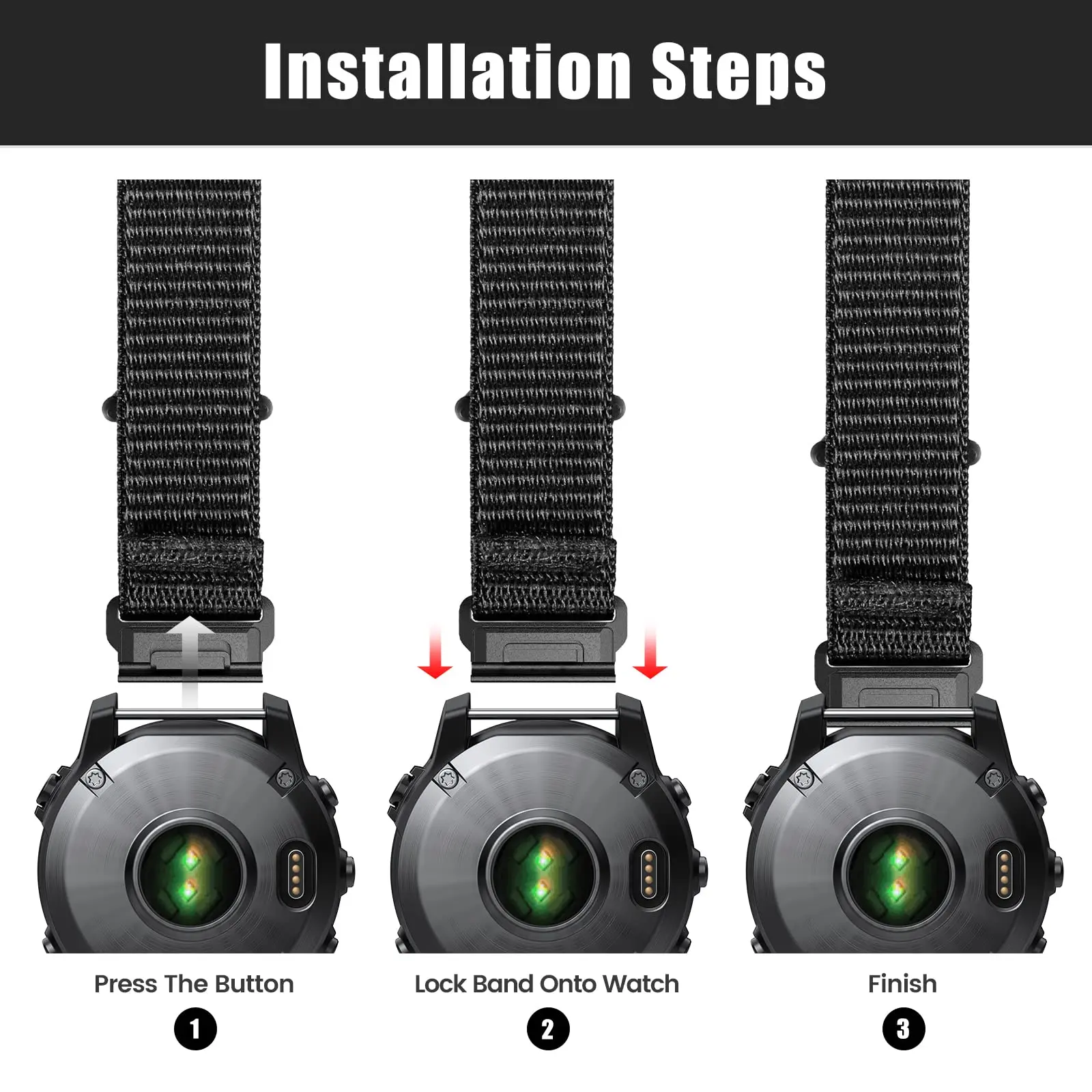 For Garmin Fenix 7X/6X/6X Pro/5X/5X Plus, 26mm Nylon Velcro Quick Easy Fit Watch Band Breathable Adjustable Strap Replacement