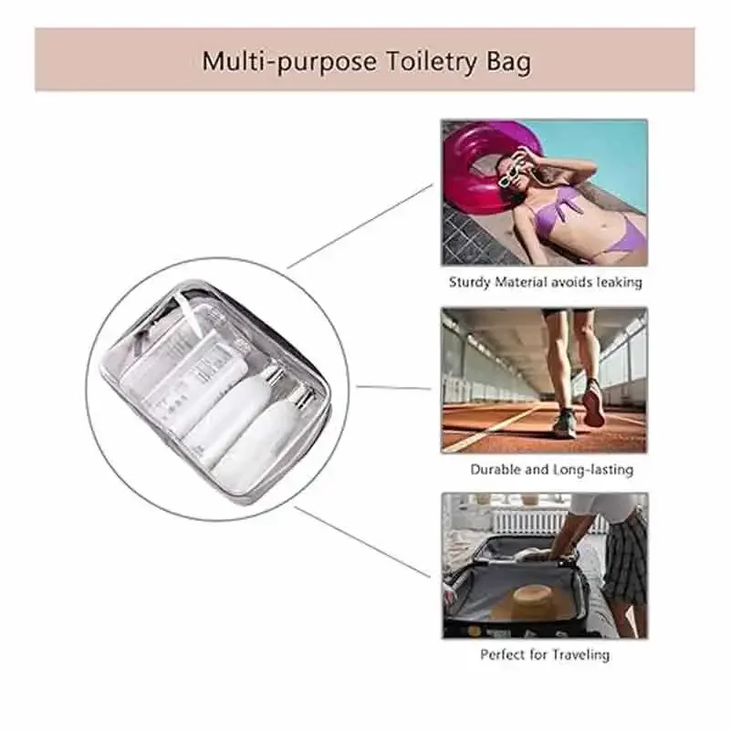 CHN5 Clear Travel Bags for Toiletries, Lightweight Clear Toiletry Bag