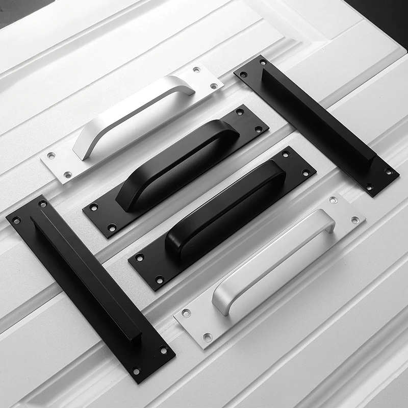 แฟชั่นสีดําตู้จับอลูมิเนียมห้องครัวประตูตู้ดึงลิ้นชัก Knobs เฟอร์นิเจอร์ประตูฮาร์ดแวร์