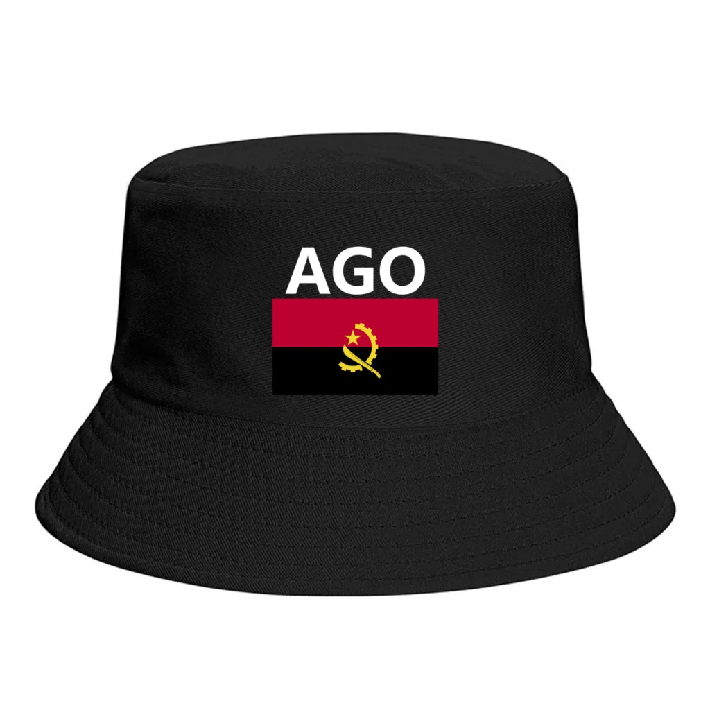 Angola Flag Bucket Hats Print Cool Fans Sun Shade Simple Classic Outdoor Summer Fisherman Caps Fishing Cap