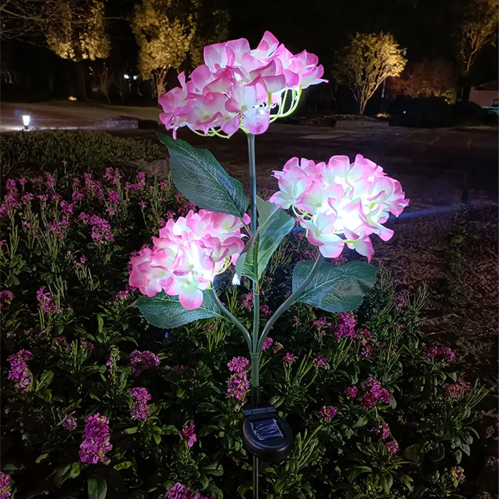 

Christmas Home Decoration Hydrangea Rose Flower Solar Led Light Outdoor Garden Lawn Lamps for Garden Mother's Day Graduation