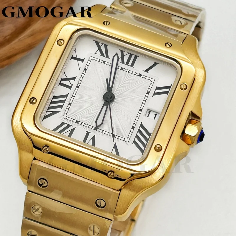 Luxury Foshion Silver Black Gold Men 38mm Sapphire Crystal Glass 5ATM Waterproof Japan NH35 Automatic Mechanical Movement Watch