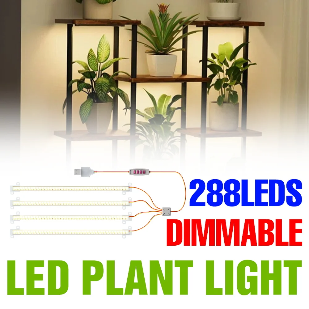 

5 В полный спектр внутреннего освещения для выращивания растений, светодиодная лампа для выращивания растений с регулируемой яркостью, 4/8/12 часов, тепличная палатка, гидропонное заполняющее освещение