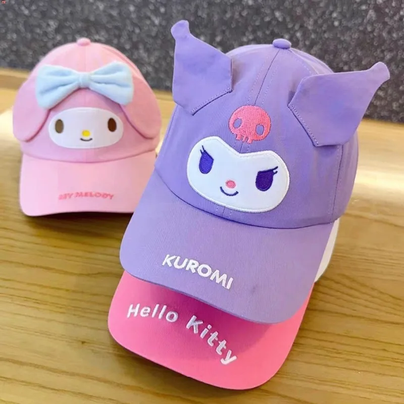 

My Melody Baseball Hat Kuromi Cartoon Cute Children Summer Big Brim Outdoor Motion Sunscreen Sunshade Boys Girls Duck Tongue Hat