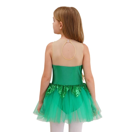 Imagen 2 del producto Disfraz de Navidad de lentejuelas para niñas, leotardo de patinaje sobre hielo, tutú, vestido de Ballet, Ropa de baile, Cosplay de Halloween