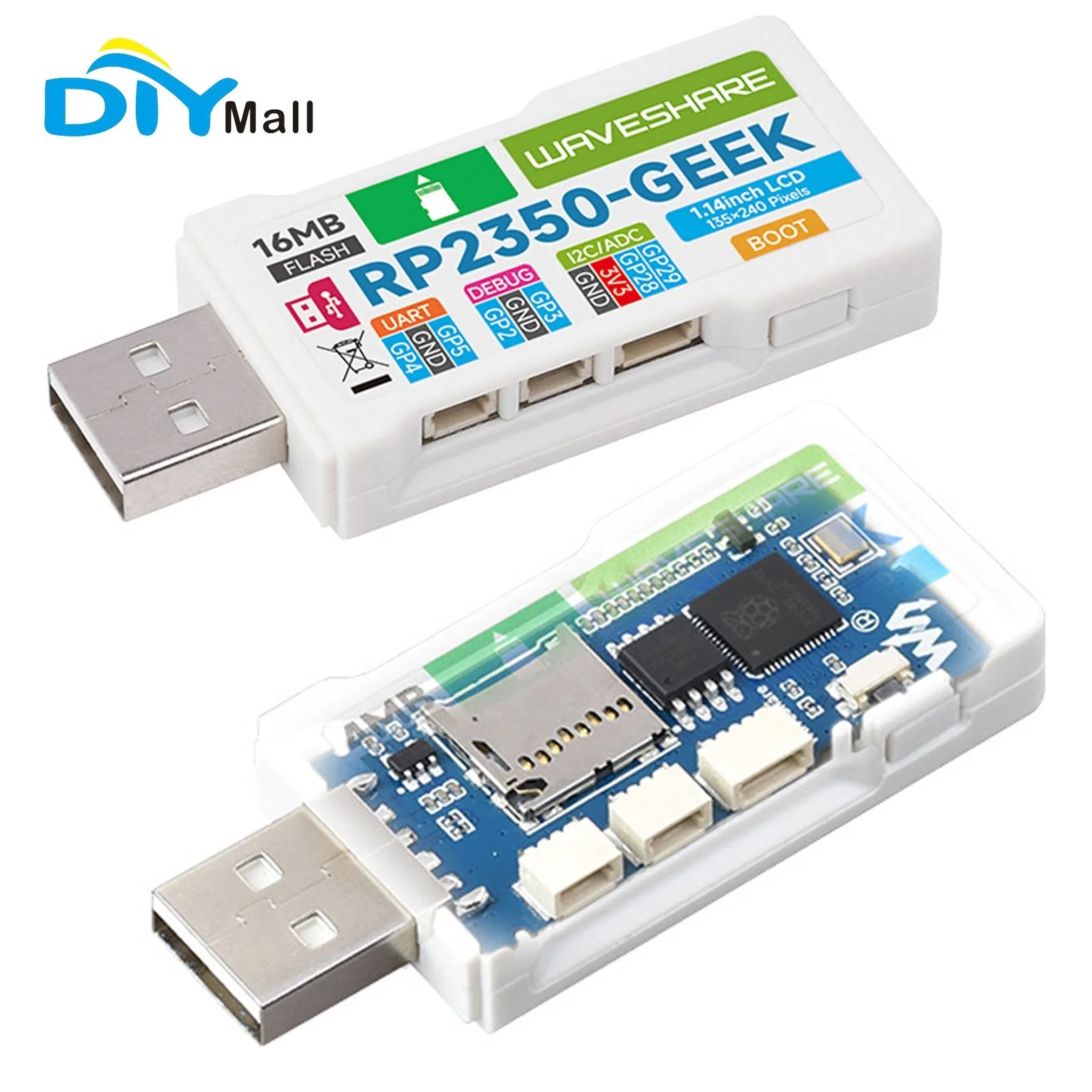 DIYmall RP2350-GEEK Development Board with 1.14