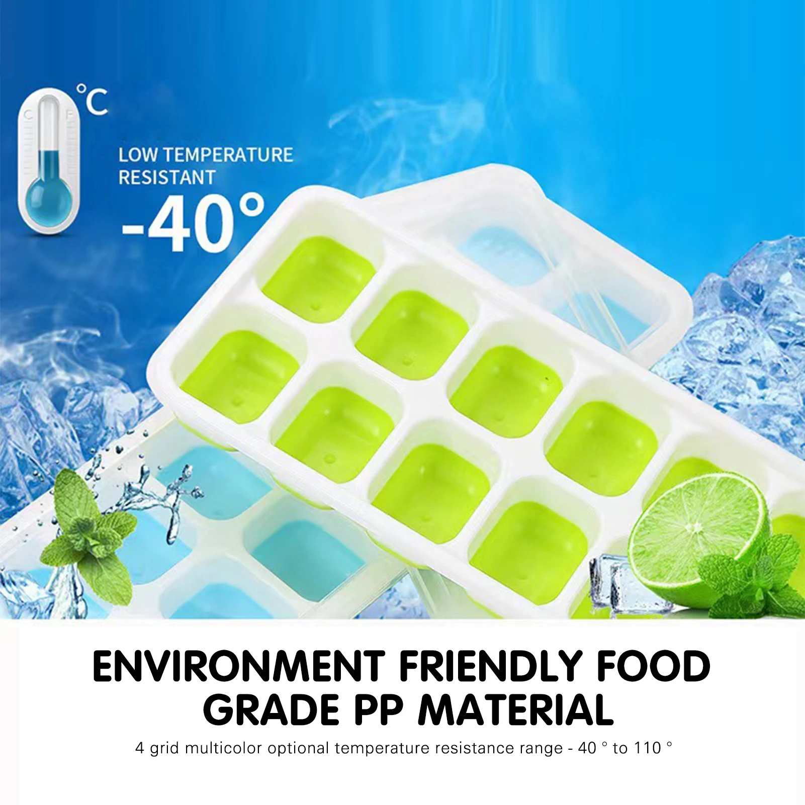 Reusable Ice Cube Mold Easy Release Flexible DIY Ice Mould with Covers Stackable Ice Tray For Bar Cocktail Freezer Kitchen Tools