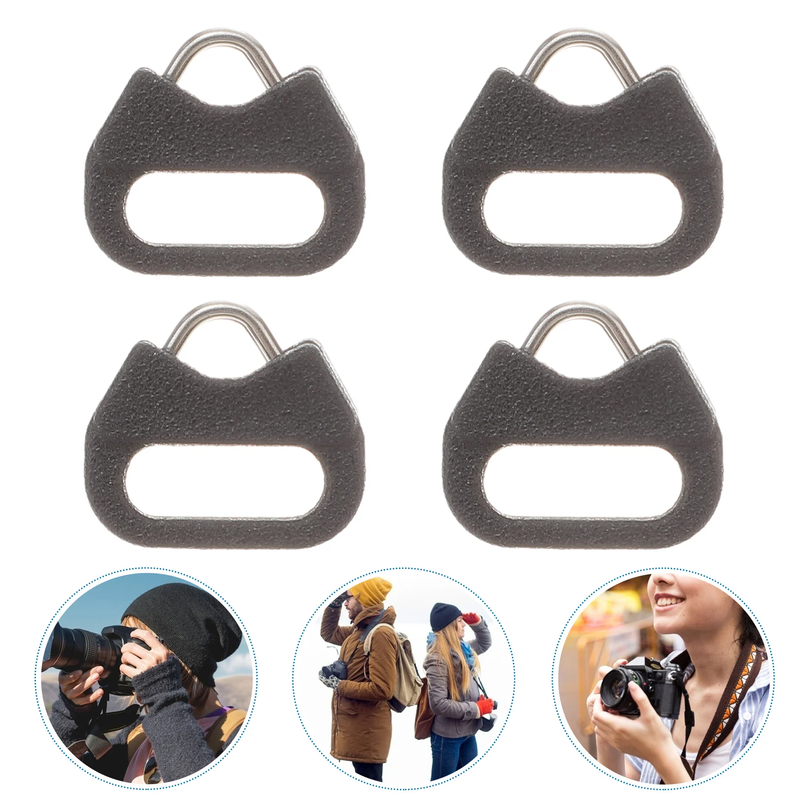 

4 Sets Hook Metal Triangle Ring Fastener for Camera Lanyard Strap Replacement Clip Shoulder