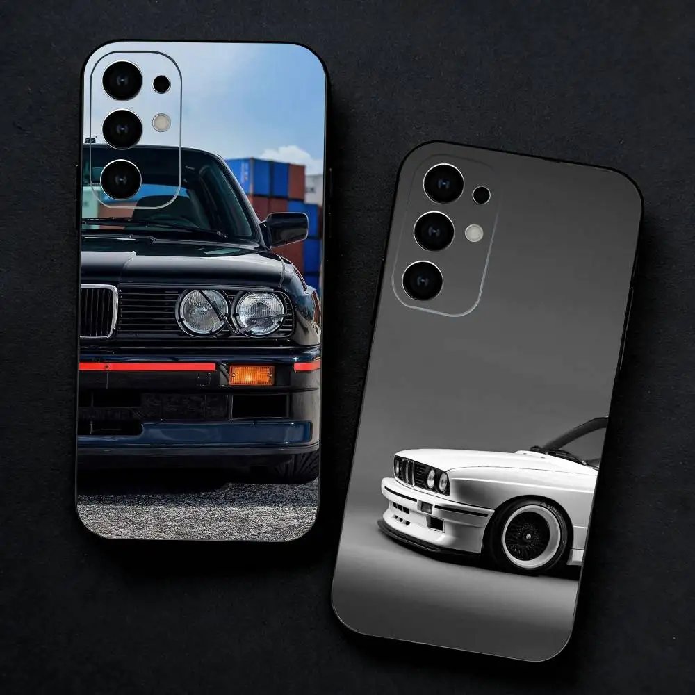 

E-E30 M3 Car Phone Case For Samsung S25,24,23,22,30,21,10,9,Ultra,Plus,FE 5G Black Soft Case