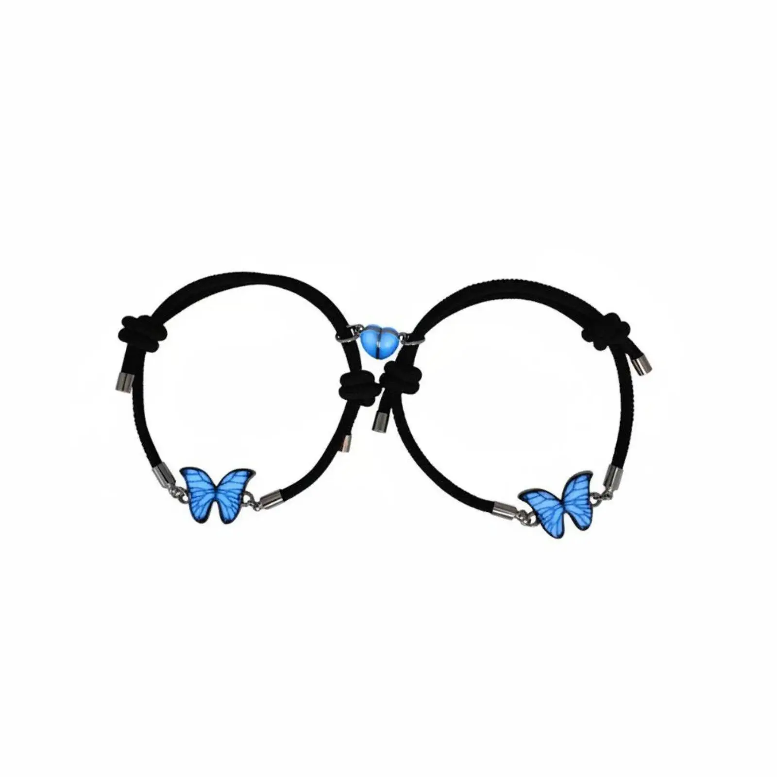 Luminous Butterfly Heart Braided Bracelets for Women Men Couples Glow in the Dark Matching Gift Set