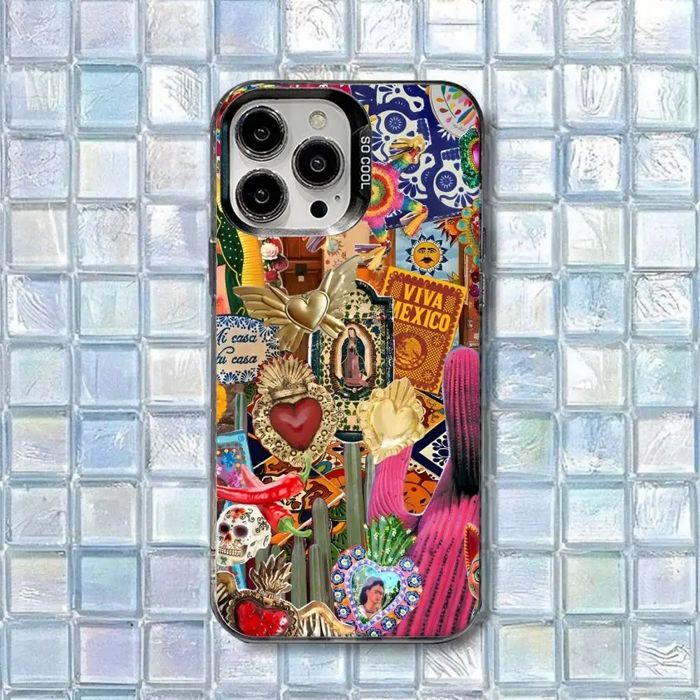 حافظة هاتف فيفا مكسيكو لهاتف آيفون 16,15,14,13,12,11,8,7,Pro,Max,Plus,Mini,XS,SE غطاء غير لامع مقاوم للصدمات