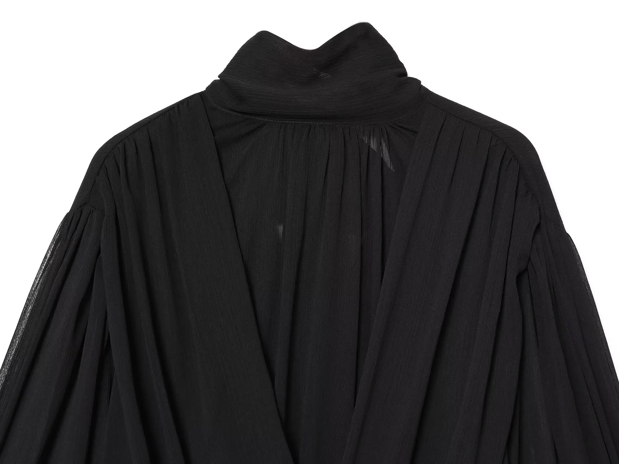 DiYiG femme 2025 hiver nouvelle mode plissée coupe ajustée ballon édition chemise Chic nœud ornement Joker à manches longues haut Blouses Mujer