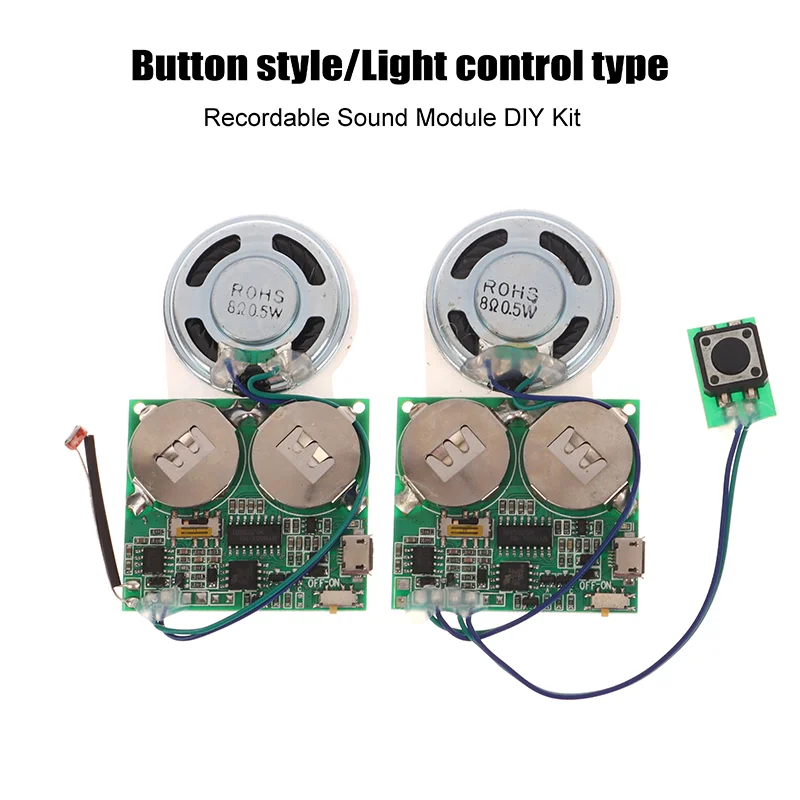 Recordable Sound Module Button/Light Control Sound Module USB Downloadable Sound Module For DIY Christmas Birthday Crafts