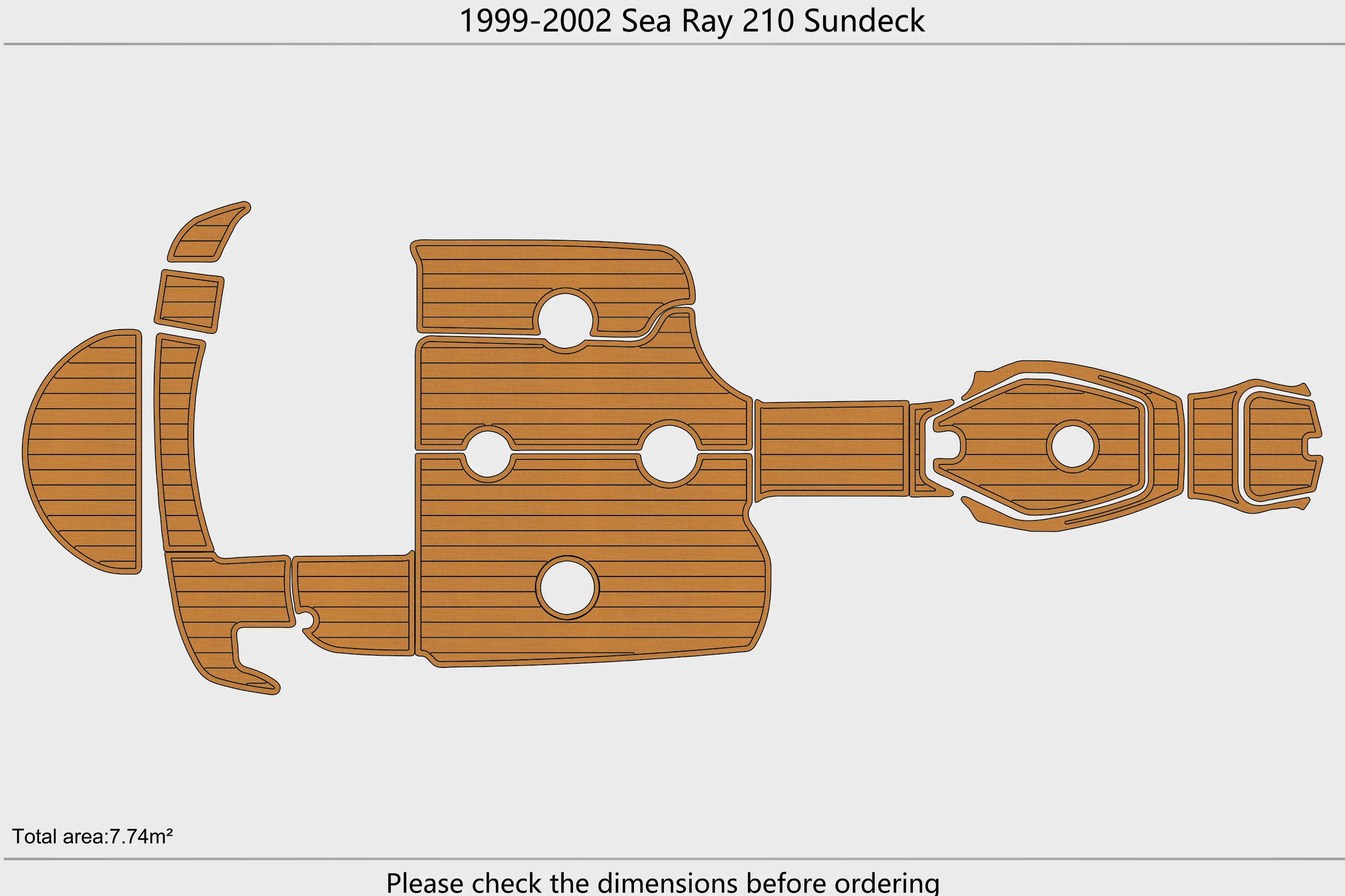 Eva foam Fuax teak seadek marine floor For 1999-2002 Sea Ray 210 Sundeck  Cockpit Swim platform 1/4