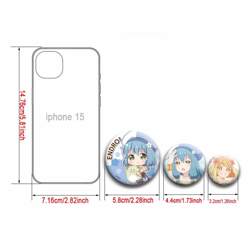 32/44/50/58 مللي متر أنيمي إندرو! دبابيس زر المفاجئة على تصميم دبابيس حقيبة الموضة اليومية الديكور شارات هدايا مثالية للأصدقاء #2