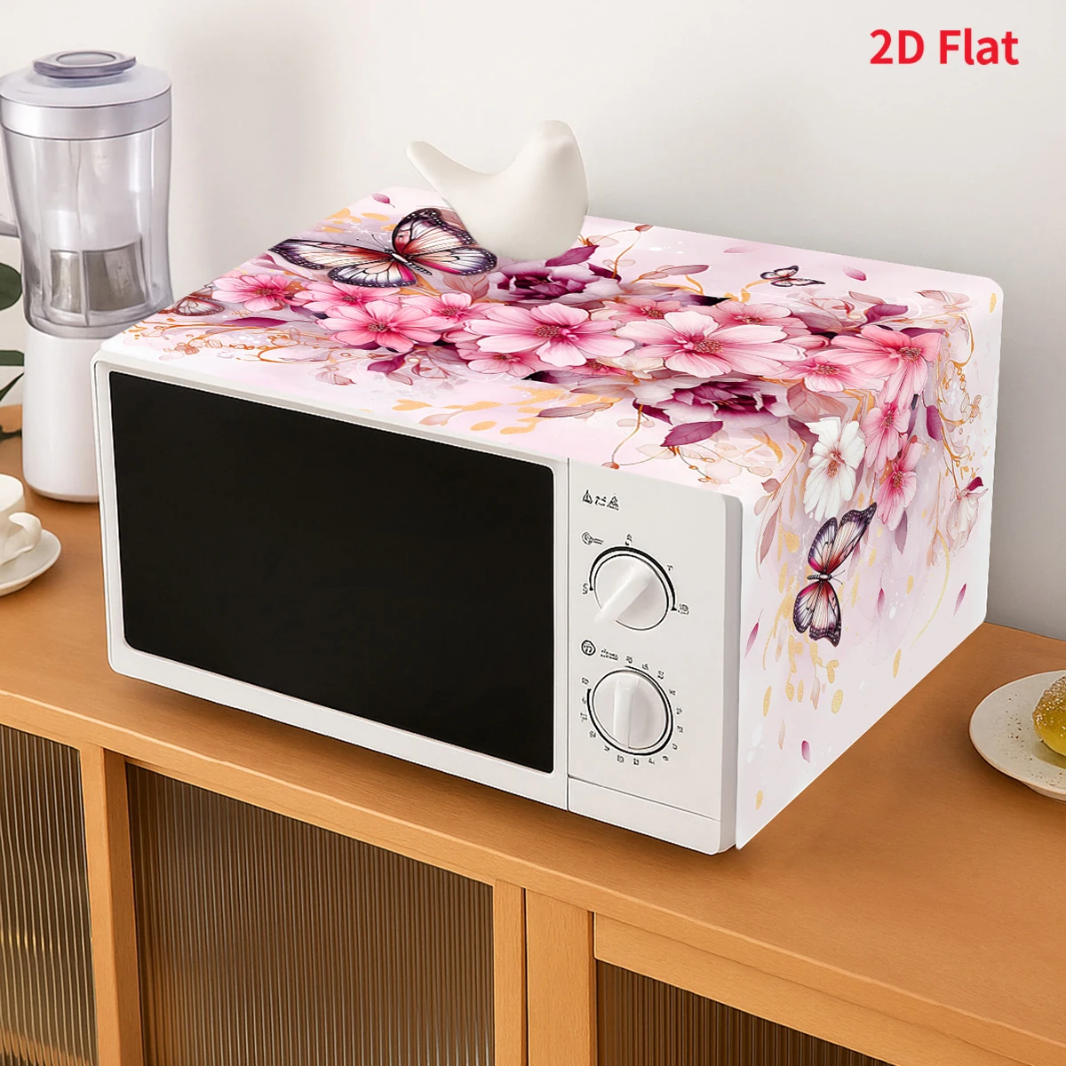 Pink Flower Butterfly Microwave Dust Cover Appliance Protection for Home Oven Dust Cover Kitchen Countertop Decor Supplies