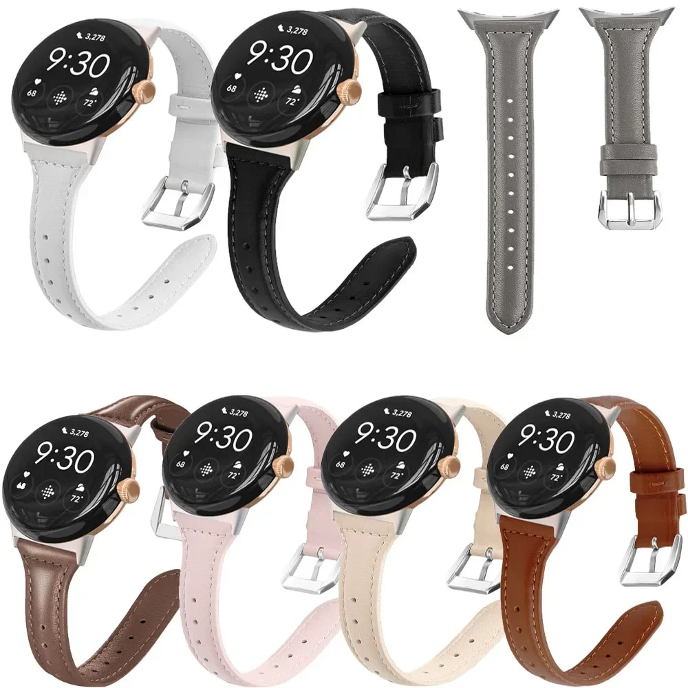 حزام جلدي صغير الخصر لساعة Google Pixel 1 2 3 45 مم 41 مم سوار ساعة من الجلد الطبيعي النحيف #1