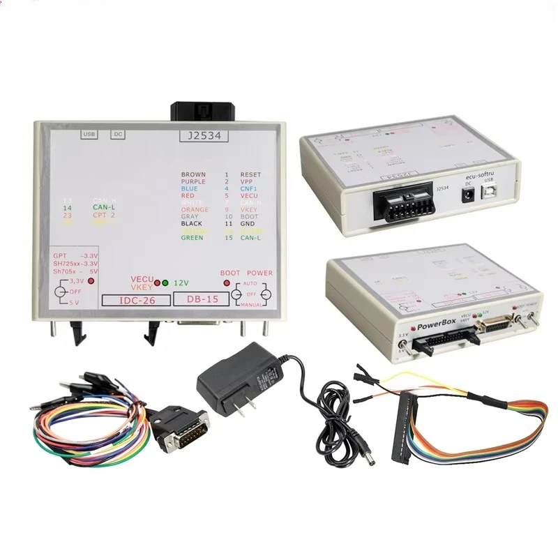 Power Box ECU Programmer JTAG PowerBox for PCM Flash Via J2534 Work with Openport 2.0 Power Box Connectors Full Adapters