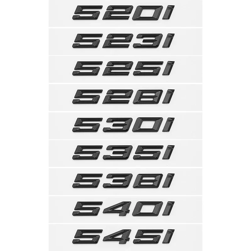 For BMW 5 Series E39 E60 E61 F10 F11 G30 520d 523d 525i 528i 530e 535i 540e Car Styling Trunk Letter Emblem Rear Lid Logo Black