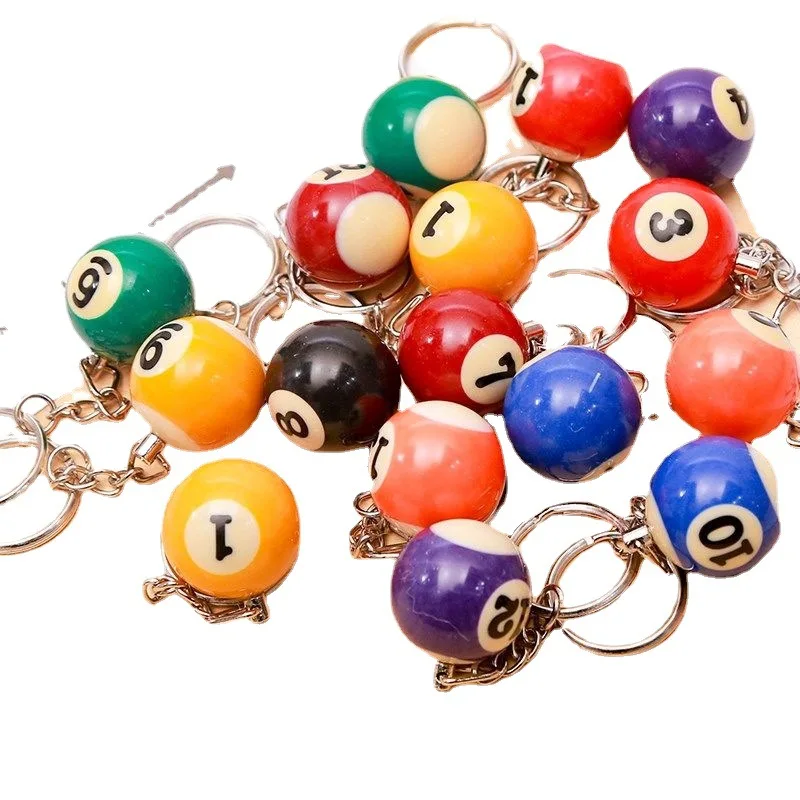 2019 Fashion creative unisex 25mm pure black 8th billiards key ring billiards supplies billiards gift black 8 key ring pendant