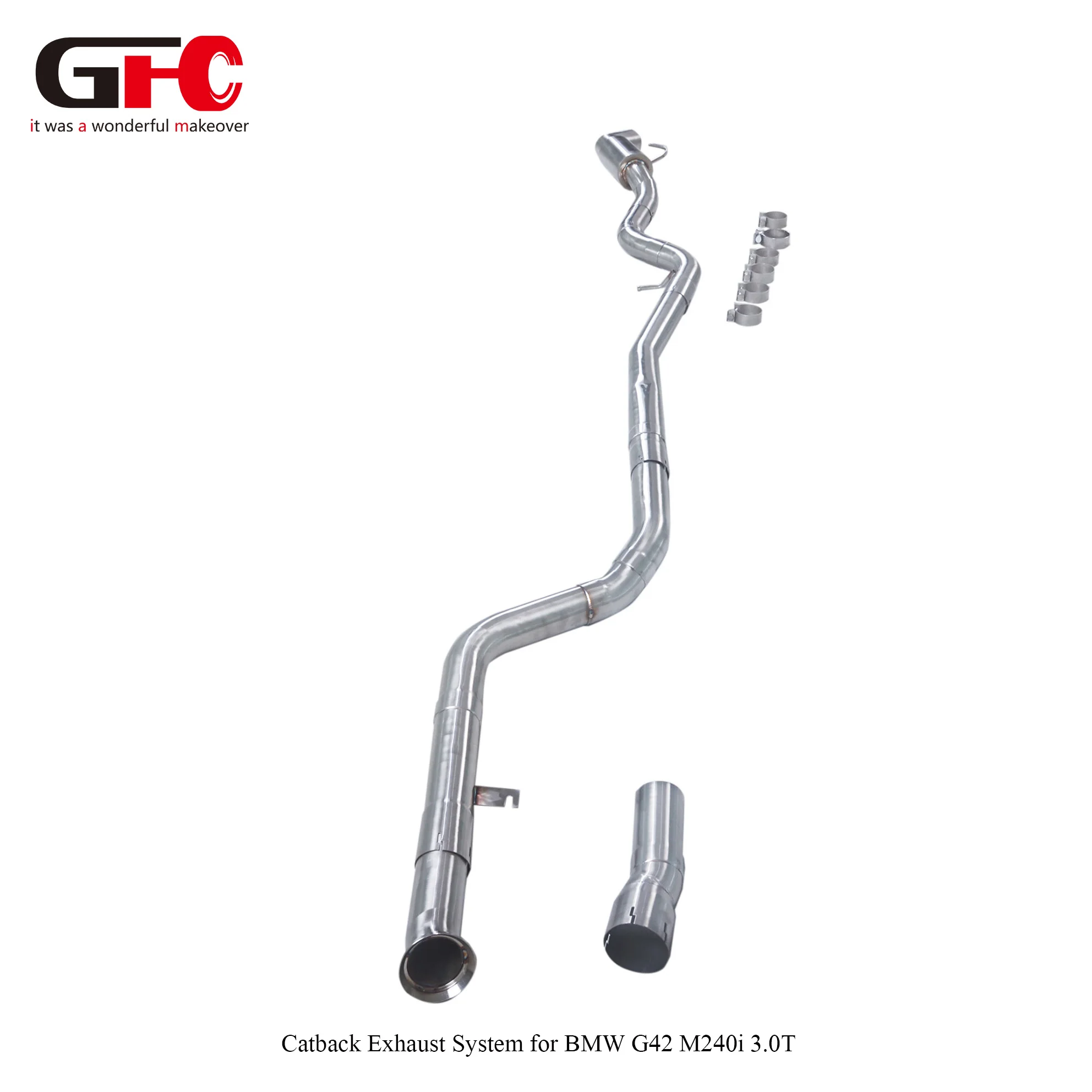 For 2018 BMW M240i F23 B58 3.0T Performance Exhaust System GFC Mid Rear Section Single Muffler