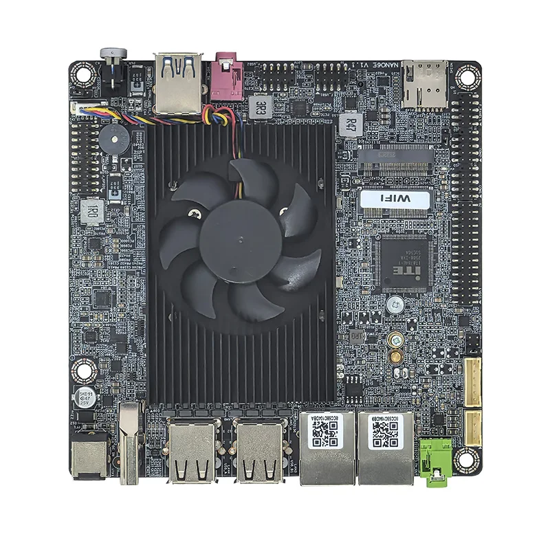 NEW ELSKY 2/3/4*LAN Motherboard with Cooling Fan NANO6E Supports J6412 CPU 2.5G Network Card 5G Module M.2 2280 NVME