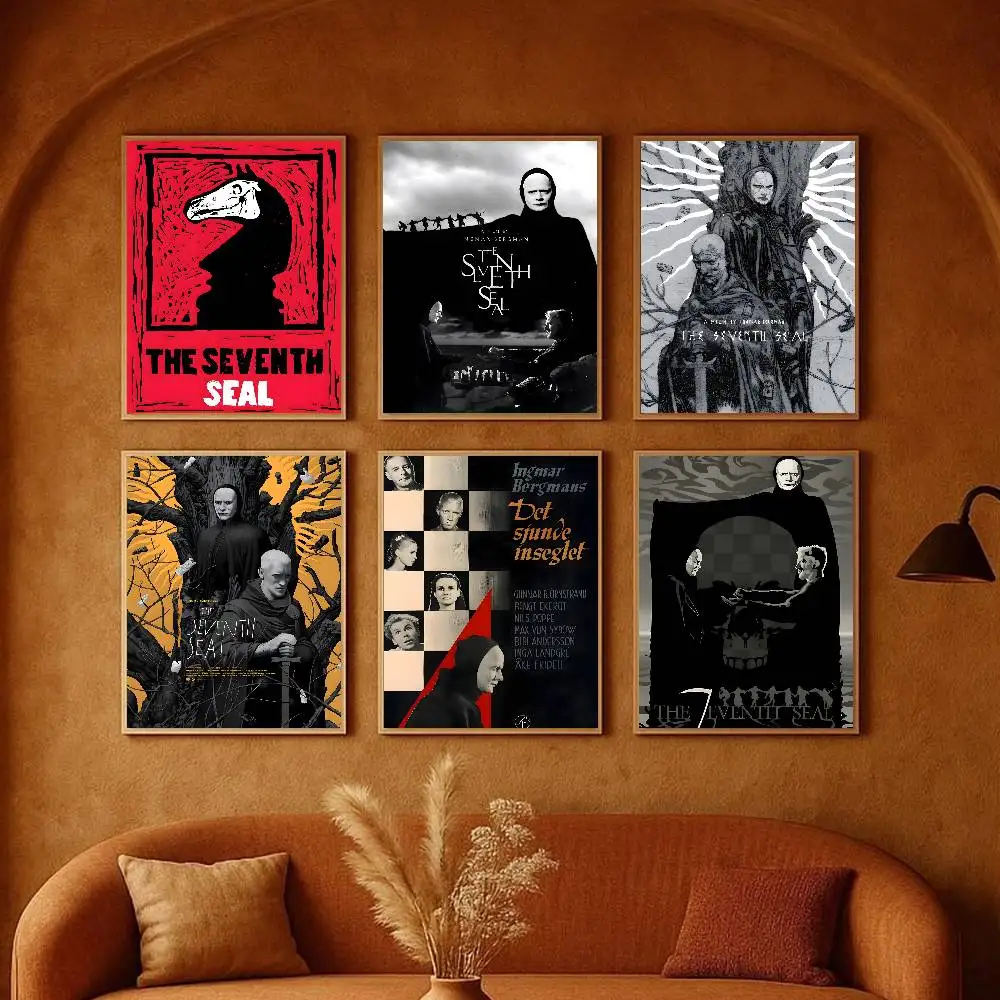 فيلم العمل الكلاسيكي T-الختم السابع ملصق فني عالي الوضوح ذاتي اللصق مقاوم للماء ديكور المنزل