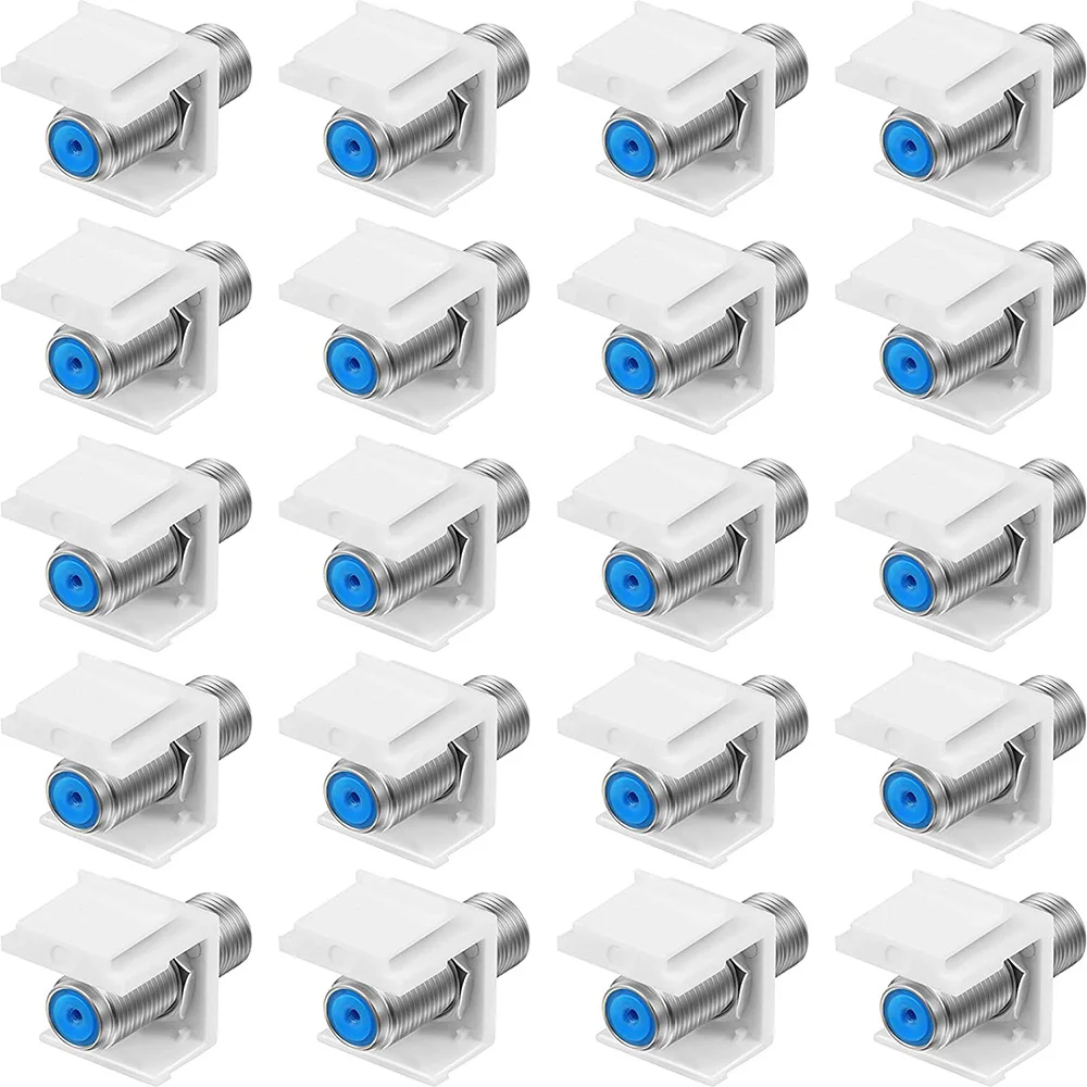 Paquete de 20 insertos de conector Keystone coaxial, extensor de cable tipo F RG6 hembra a hembra para placa de pared y panel de conexión