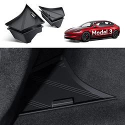 YZ for Tesla 2024 Model 3 highland Rear Trunk Left Side Storage Box with Cover Tail Boot Partition Stowing Accessories