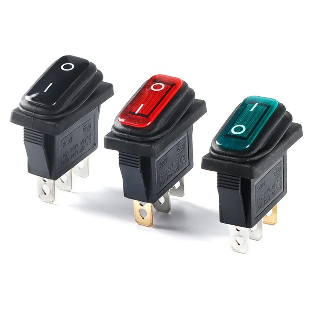 220V 2/3 Pin Sealed Car On Off Switches Boat Waterproof Marine Toggle Rocker LED Switch Car Auto Boat Switch Push Button KCD3