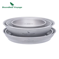 Boundless Voyage Titanium Plates Bowls Dinner Set Outdoor Camping Travel Dishes Lightweight Metal Tableware Kitchen Dinnerware
