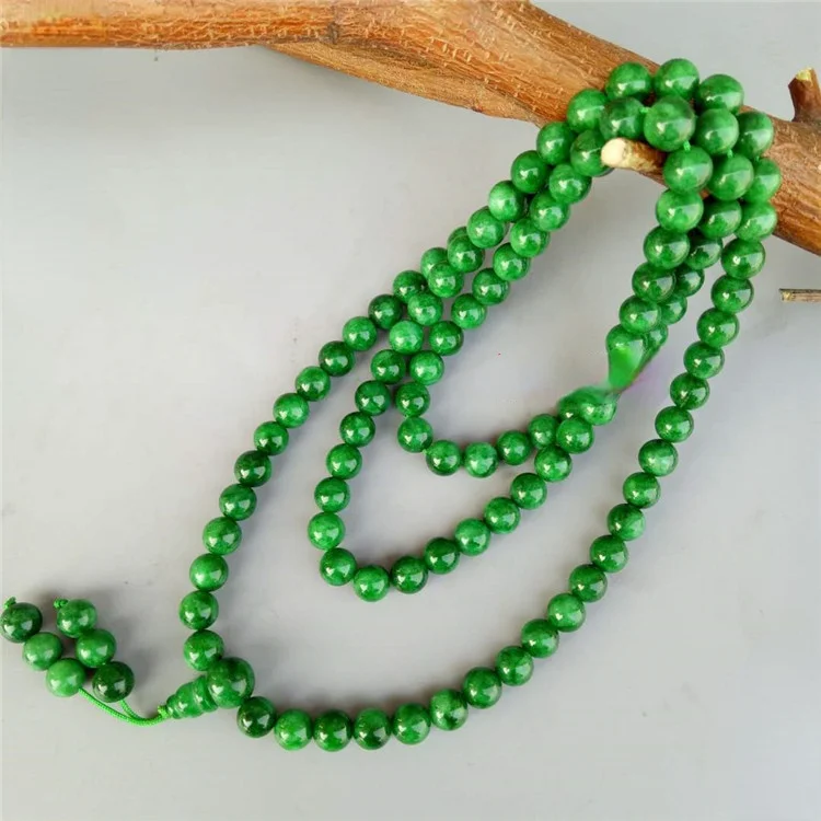 

Natural Green Jade Emerald 8mm 108 Rosary Prayer Beads Jade Charm Necklace Jade Jewelry Exquisite Bracelet Men Women Gift