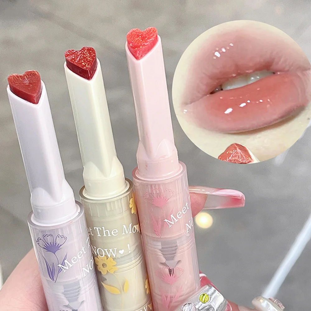 Gege Bear Flower Language Honey Heart Lipstick Love Shiny Moisturizing Light Color Watery Lipstick Jelly Look on Your Lips