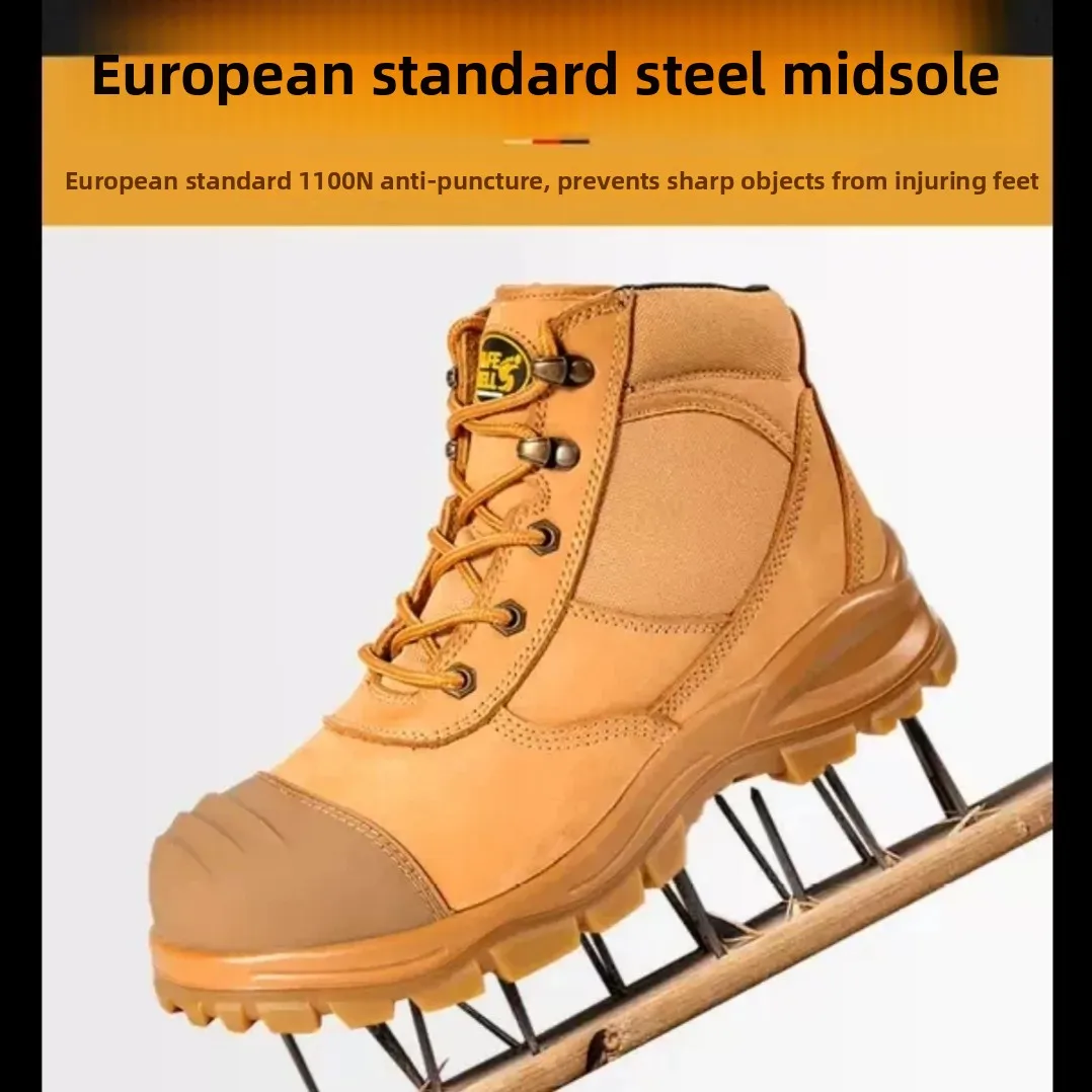 High Quality Australian Safety Shoes Steel Toe Anti Crush Anti Piercing Non Slip Wear Resistant Top Layer Cowhide Work Boots