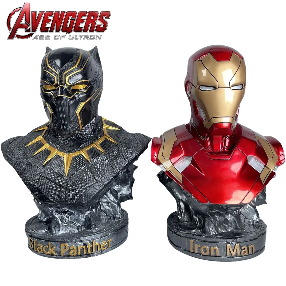 16CM Iron Man Panther Bust Anime Figure Statue marvel Avengers Large Figure Living Room Ornament Resin Collection Gift Toys