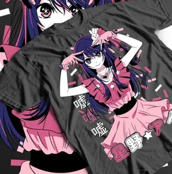 Hot New Anime OSHI NO KO Pattern Printed T-Shirt Women's Anime Harajuku Breathable Loose Short Sleev T-Shirt Tops
