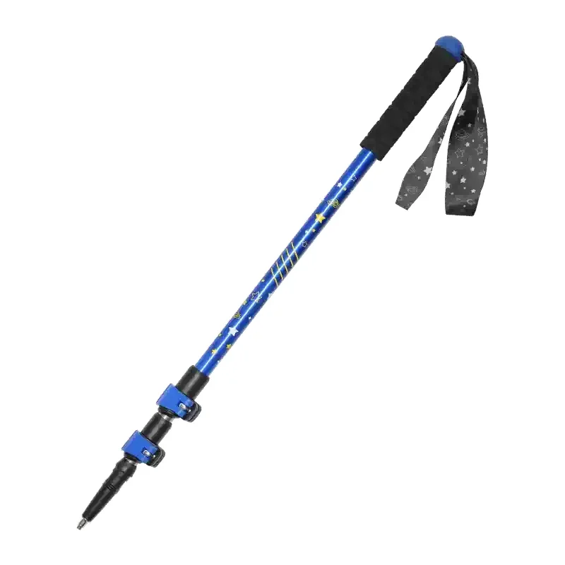 مع قفل خارجي خفيف للغاية من سبائك الألومنيوم بثلاثة أقسام تلسكوبية قابلة للتعديل في الهواء الطلق عصي المشي لمسافات طويلة للأطفال #1