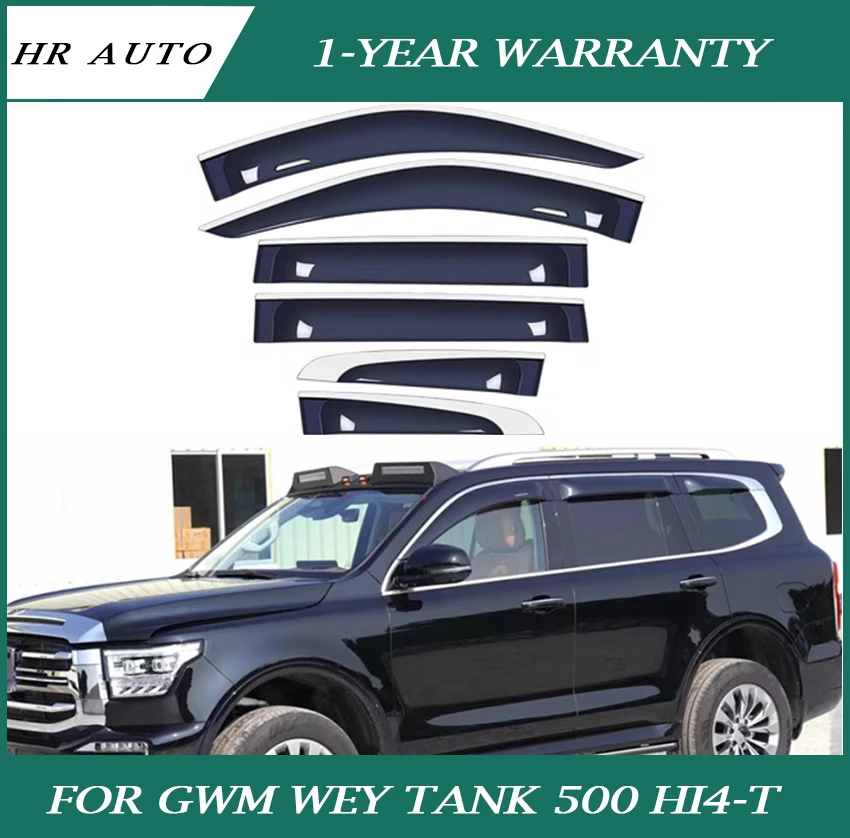 Fit for GWM WEY Tank 500 Hi4-T Weather Shield Retrofitting Thickening Widening Stainless Steel Bright Strip Car Weather Shield