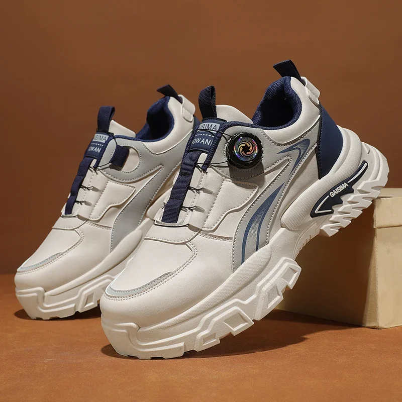 Streetwear Platform Casual Sneakers For Men Rotary Buckle Designer Shoes Comfortable Height Increasing Shoes Men's Sports Shoes