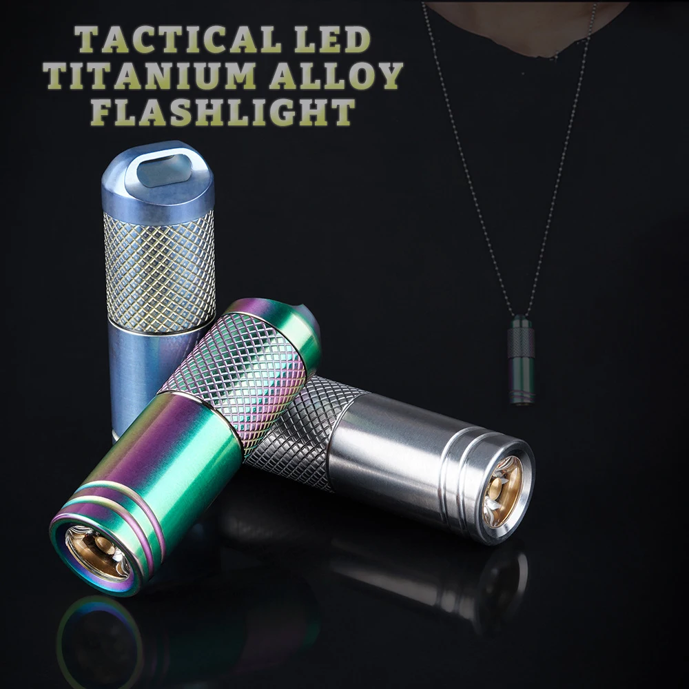 

Tactical LED Titanium Alloy Flashlight Mini EDC Portable USB Rechargeable Lighting Keychain Flashlight for Hunting Camping