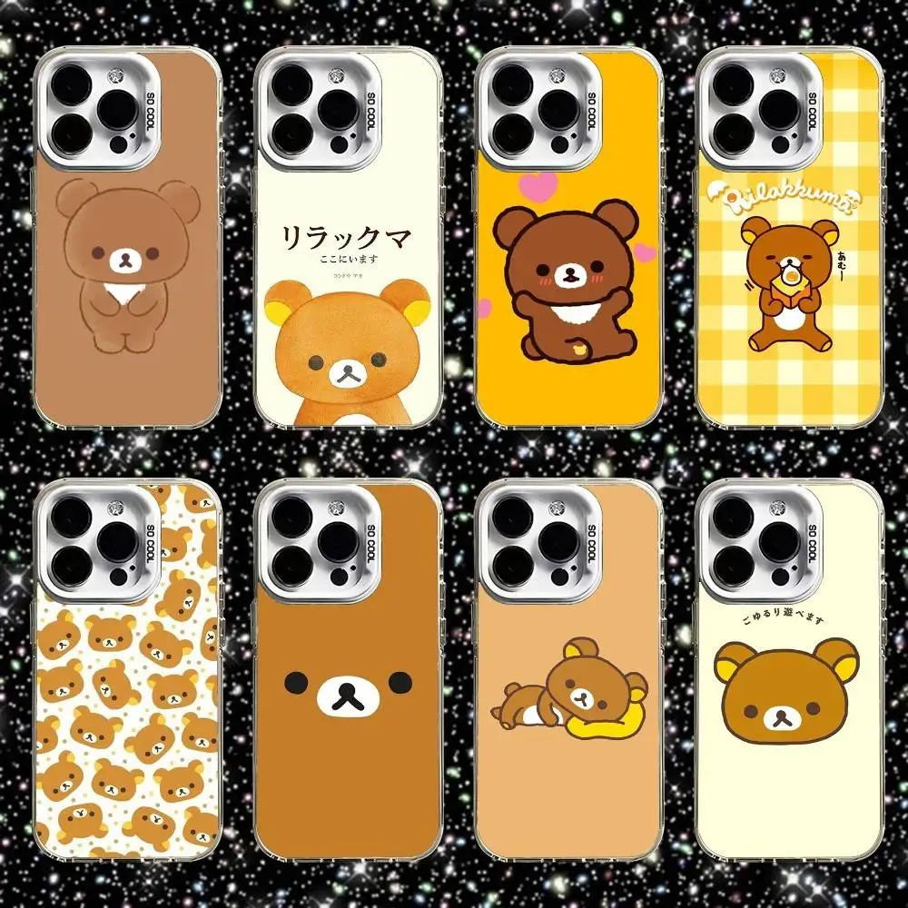 

Cute R-Rilakkumas Bear Phone Case For iPhone 16,15,14,13,12,11,Pro,XS,Max,Plus,Mini,SE White Candy Matte Shockproof Cover