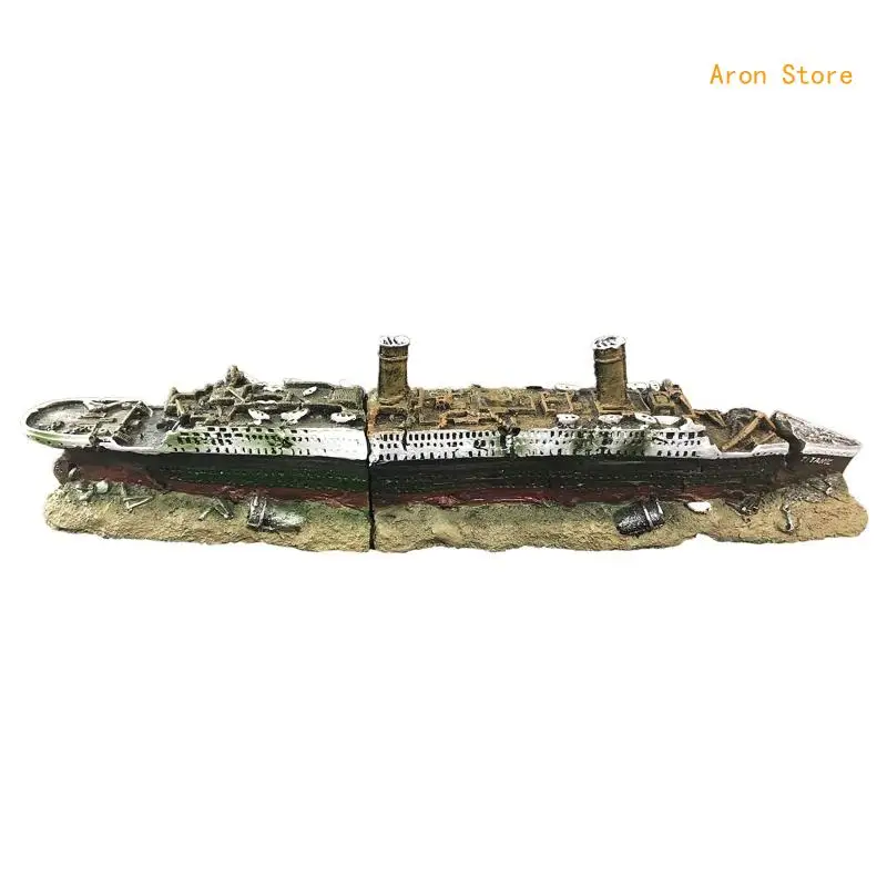 

Aquarium Sunken Ship Decorations 15in Betta Hideout Large Resin Shipwreck H3CF