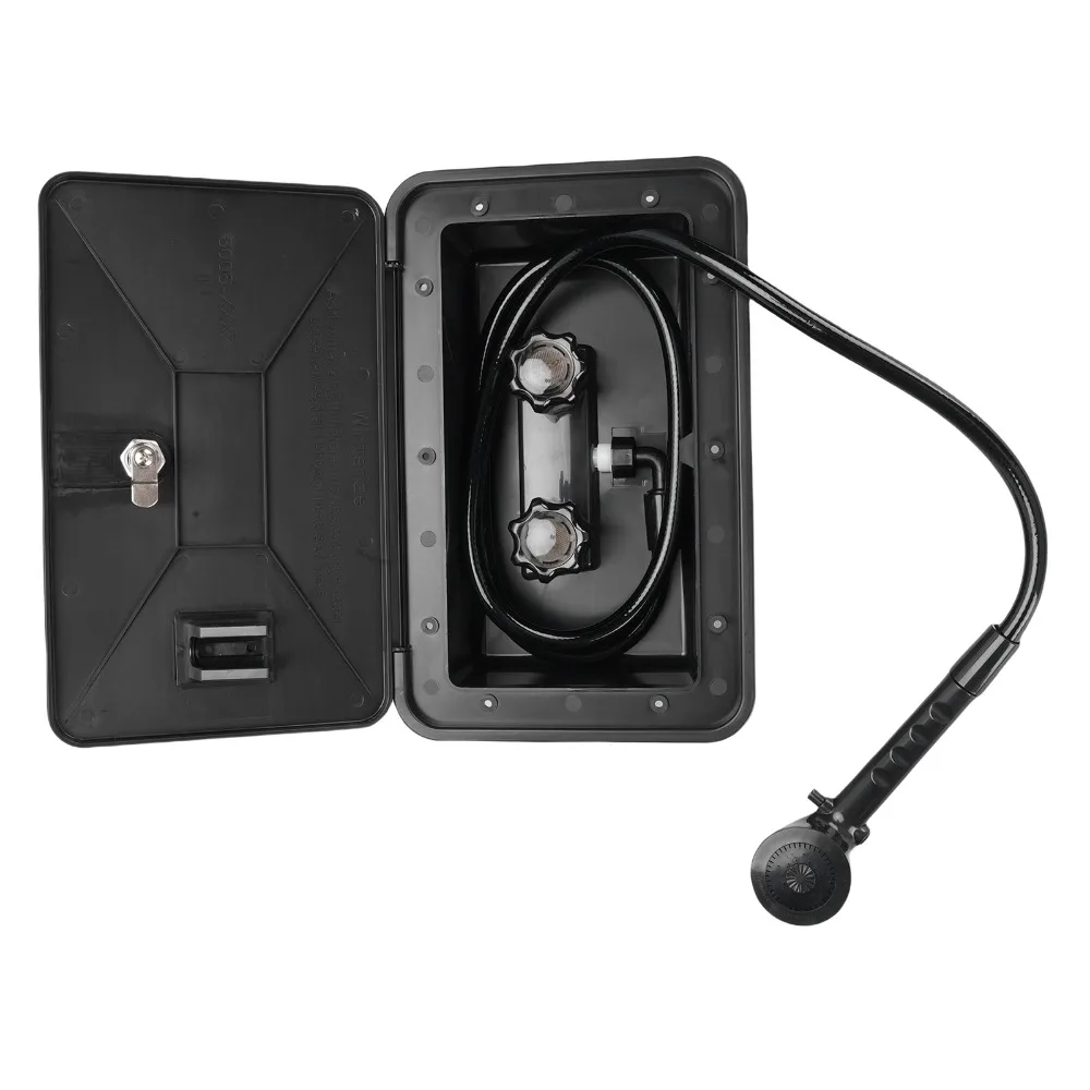 2.5 GPM Showerhead Exterior Shower Box 59.06 Inch Hose Wall Mount Design Outdoor Shower Kit Black Lockable Camper Shower Kit