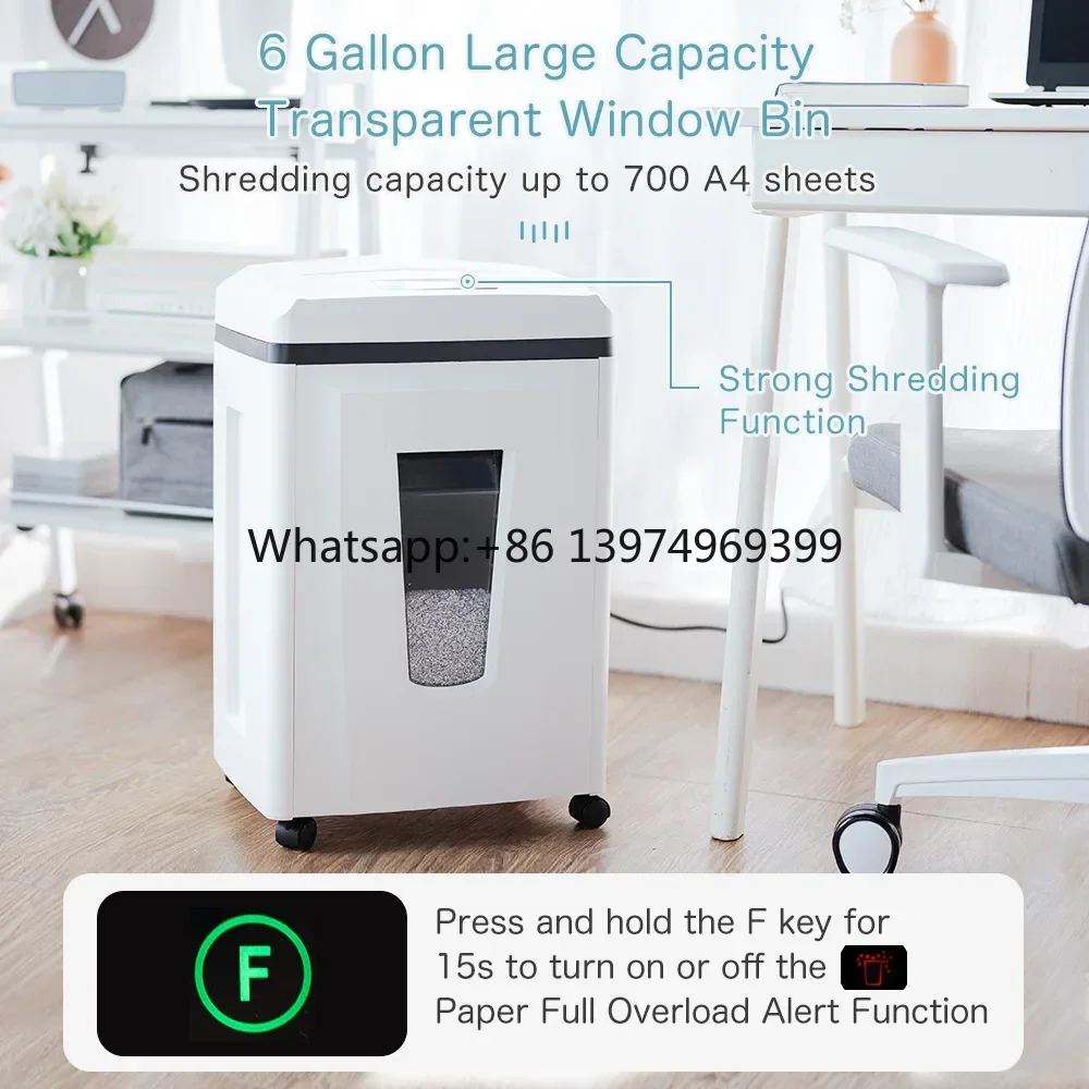 CE FCC Certified Industrial Grade P7 Micro-Cut 6 Sheet 23L CD Destroyer Paper Shredder for Office Home Use Professional Security