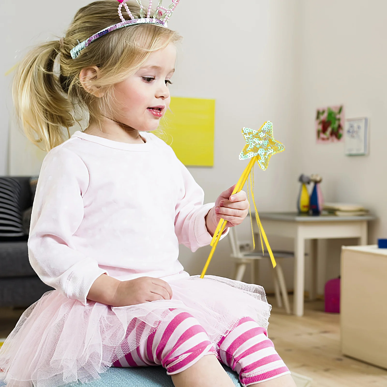 

6Pcs Decorative Fairy Wands Butterflies Star Shapes Girls Party Props Cosplay Accessories Girls Fairy Sticks Star Wands