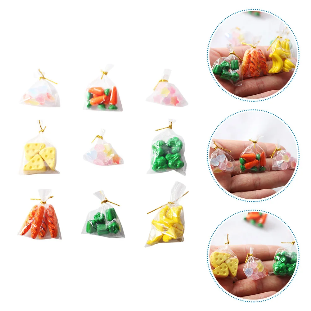

9 Bags Miniature Food and Play House Accessories Toy Room Vegetable Model Props Resin