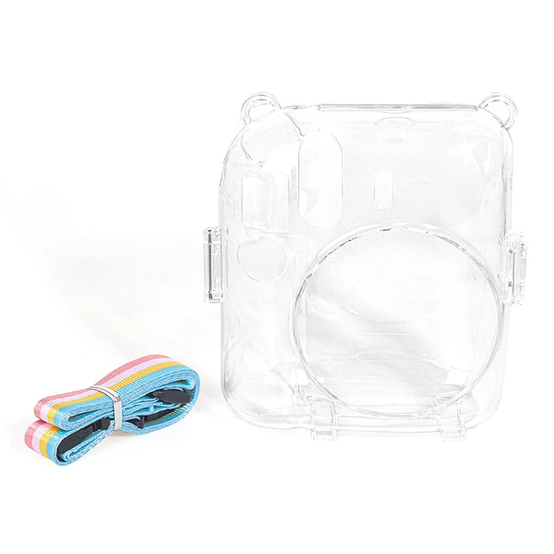 【buji3c】1Pc Shiny Crystal Camera Case for Instax Mini 12 Transparent Glitter Cover Bag with Strap for Instax Mini 12 view 4