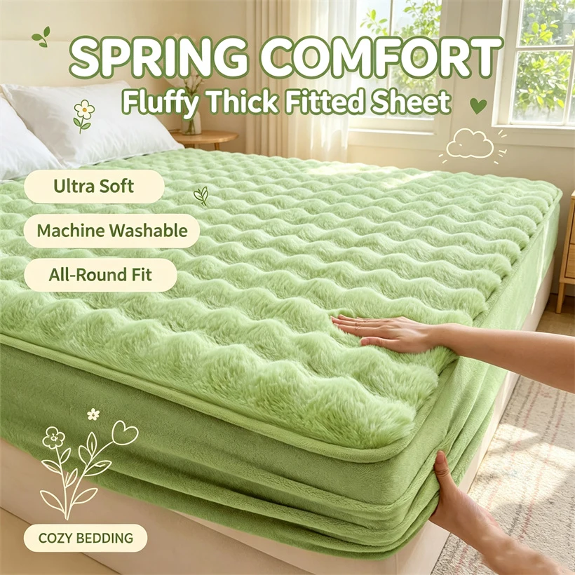 Fitted Bed Sheets Deep Pocket - Set di lenzuola invernali calde in